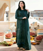 Dhanak-3PC Embroidered Shirt with Dhanak Sequins Embroidered Dupatta- 250