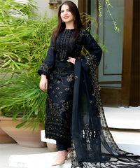Black Linen 3PC Embroidered-1020W