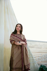 '-3PC DHANAK EMBROIDERED UNSTICHED SUIT V258