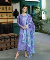 3 Piece Embroidered Lawn Shirt with Printed Cotton Net Dupatta OR86