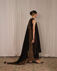 Black Dhanak Unstitched | 3pcSuit V239