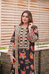 Luxury Silk 3 Piece Unstitched Black V263