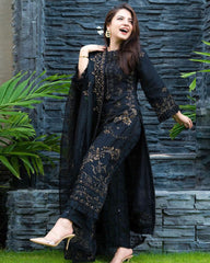 Linen 3PC Embroidered V102