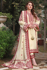 ASIM JOFA-3PC DHANAK EMBROIDERED SHIRT WITH DHANAK EMBROIDERED SHAWL & TROUSER- 672