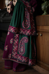 '-3PC LAWN EMBROIDERED SHIRT WITH Lawn EMBROIDERED SHAWL AND TROUSER- 678