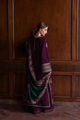 '-3PC LAWN EMBROIDERED SHIRT WITH Lawn EMBROIDERED SHAWL AND TROUSER- 678