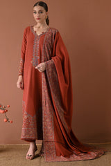 3PC LAWN EMBROIDERED SHIRT WITH DHANAK EMBROIDERED SHAWL AND TROUSER V679