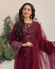 Lawn-3PC Embroidered Shirt with Organza Embroidered Dupatta 1351W