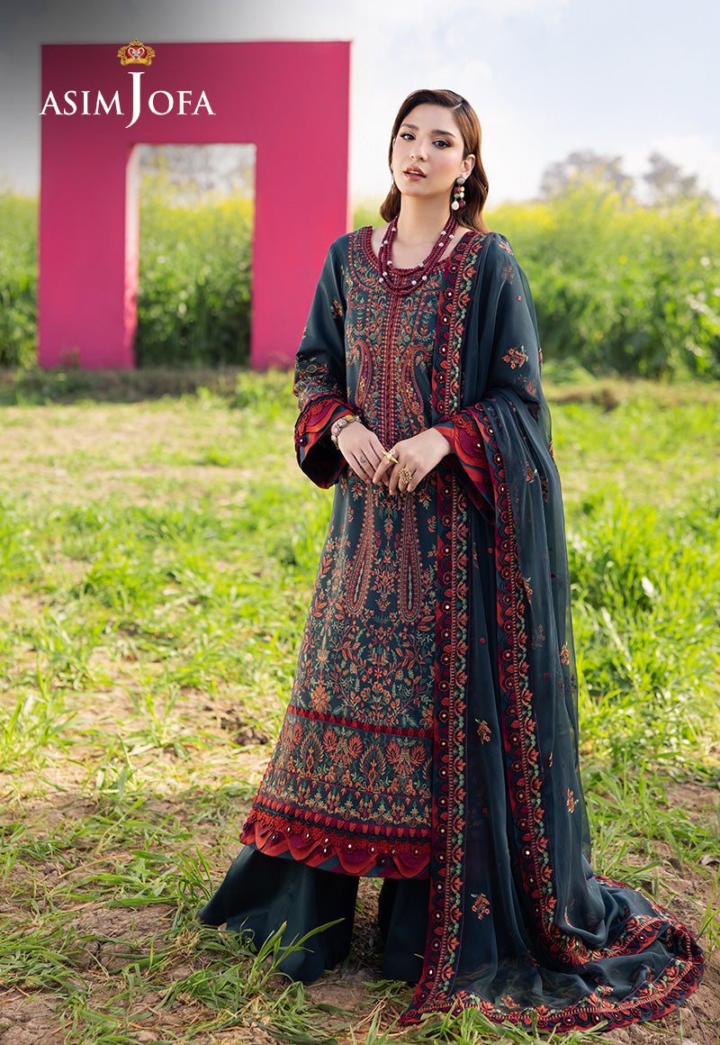 3PC LAWN EMBROIDERED SHIRT WITH CHAFOON  EMBROIDERED DUPATA AND TROUSER - 677