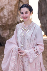 - 3PC LAWN EMBROIDERED SHIRT WITH ORGANZA EMBROIDERED DUPATTA AND TROUSER - HZG2180