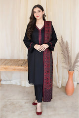3 Piece Dhanak Shirt with Printed Wool Shawl bc 835