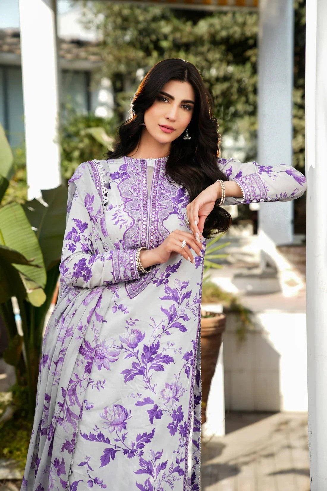 ANEELAS PRINTED LELIN  EMBROIDERY UNSTITCH DRESS 3 PIECE 518W