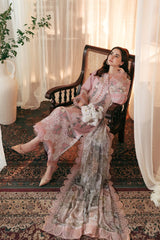 JADE-3PC DHANAK EMBROIDERED SHIRT WITH COUTRAI PRINTED SHAWL AND TROUSER- 501W