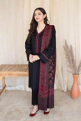 3 Piece Dhanak Shirt with Printed Wool Shawl bc 835