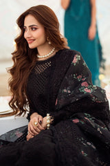 - 3PC LAWN EMBROIDERED SHIRT WITH COTTON NET PRINTED EMBROIDERED DUPATTA AND TROUSER - C 520