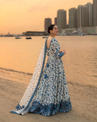 FAIZA SAQLAIN  3PC LAWN EMBROIDERED SHIRT WITH NET EMBROIDERED DUPATTA AND TROUSER V718