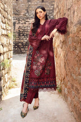 MARIA B - 3PC DHANAK EMBROIDERED SHIRT WITH TWILL PRINTED SHAWL  - 213