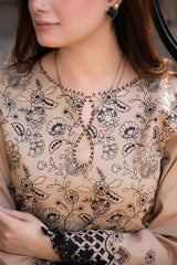 GARNET - 3PC DHANAK EMBROIDERED UNSTITCHED DRESS - 223