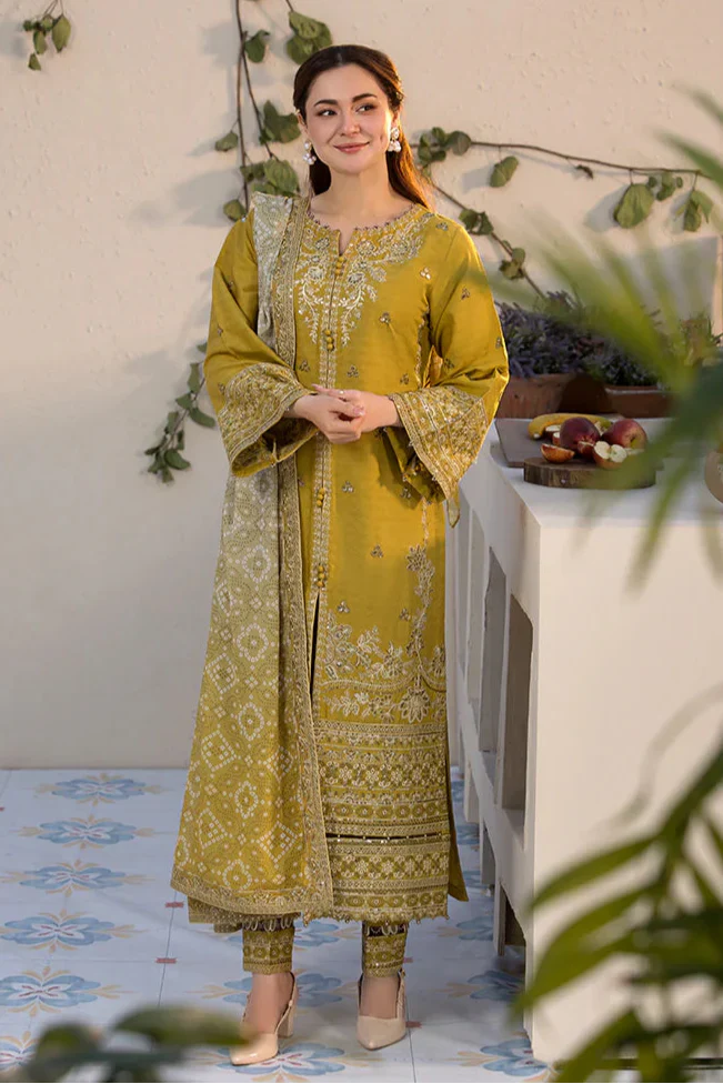 Dhanak-3PC Embroidered Shirt with Digital Printed Wool Shawl- 260