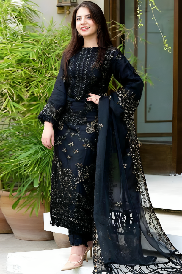 Black Linen 3PC Embroidered-1020W