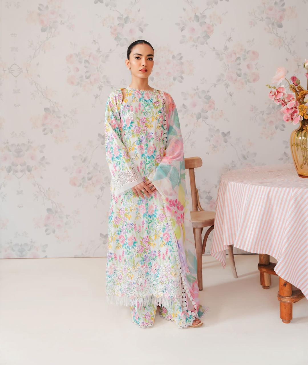 3 Pcs Digital Printed Lawn Sute Embroidered Patches AF 70