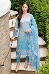 3 Piece Printed and Embroidered Lawn Shirt with Embroidered Organza Dupatta MB510